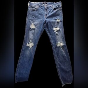 Hollister Mid Rise Super Skinny Distressed Crop Jeans W31 L28